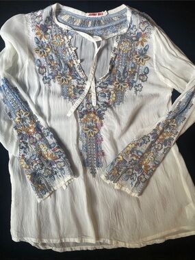 Embroidered Johnny Was Tunic Blouse